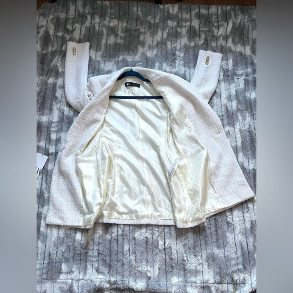 Zara Textured Double-Breasted Blazer Size XS - Picture 11 of 13